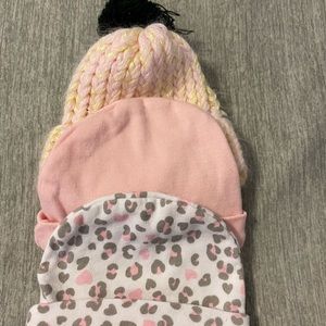 Three baby girls hats